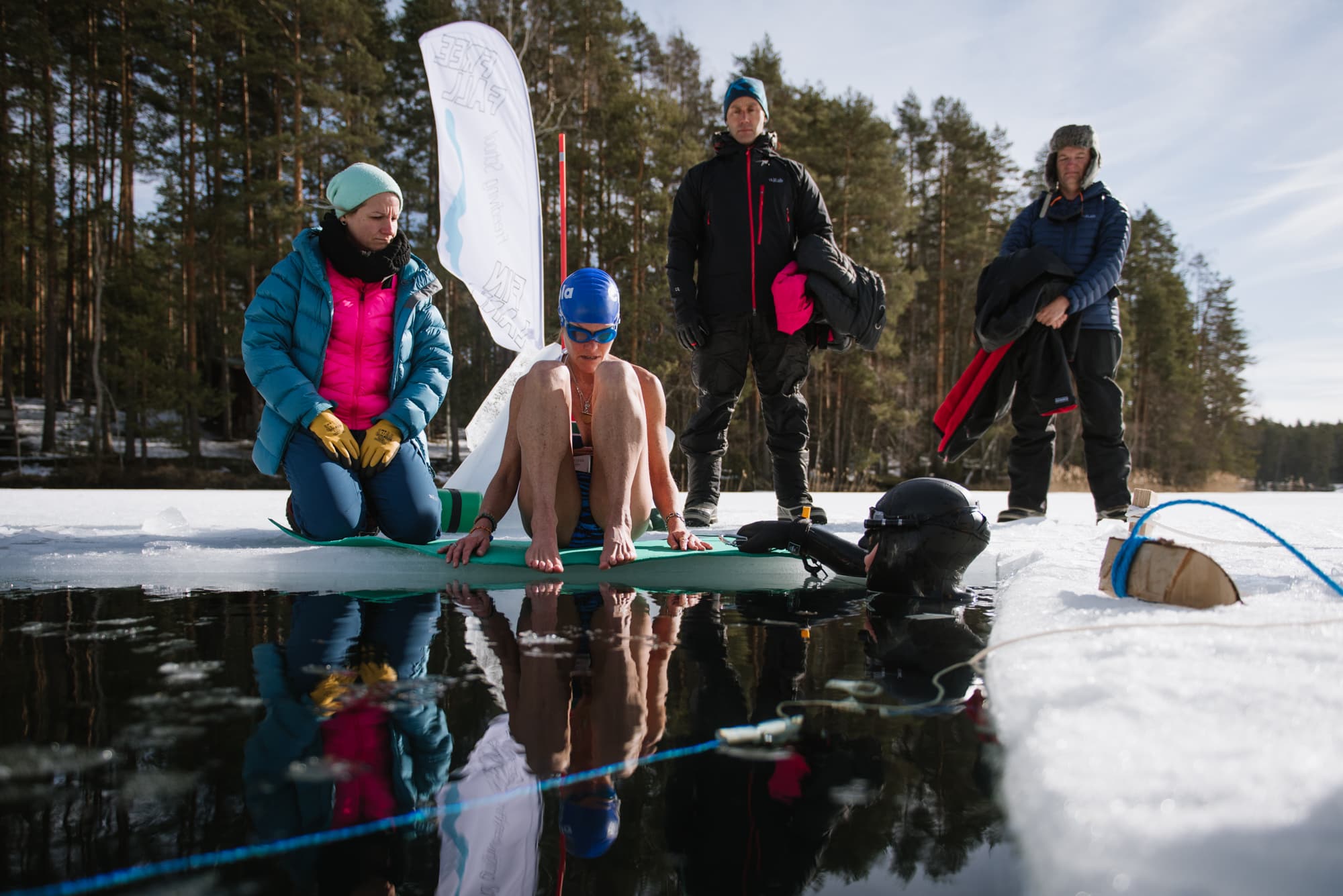 Story on South African freediver Amber Fillary trying to break the Guinness world record on March 21st, 2019, for diving 60 m under solid ice in nothing but a bikini.